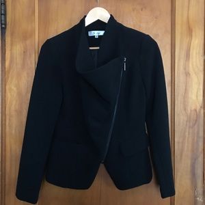 S. Line asymmetrical zip up black blazer